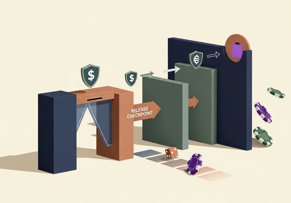 Ilustracao editorial sobre tempos de levantamento e alternativas a MB WAY em casinos online em Portugal.